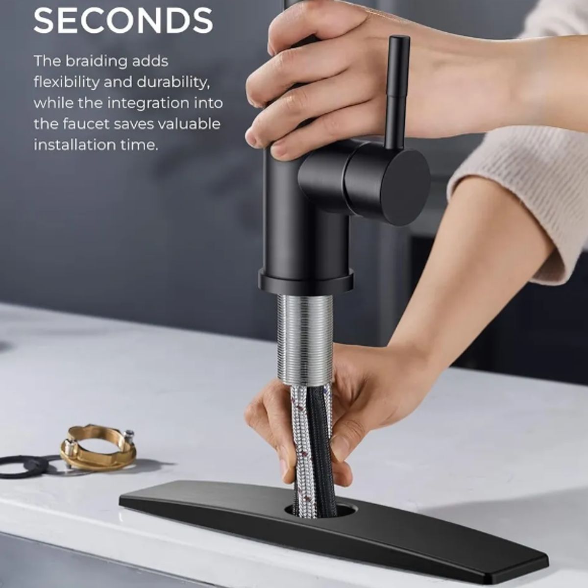 GENERICO - Grifo Llave Lavaplatos Monomando Cocina Extensible Flexible