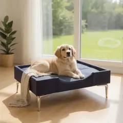 BLOCCARE - Cama de Mascotas - Talla XL EXTRA (110x80 cm) / Pata Cromada 15 cm (Negro)