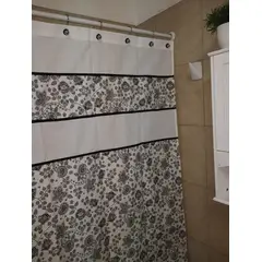 GENTILE - Cortina de Baño Medida Especial color Crudo mandalas 200x200 Cms