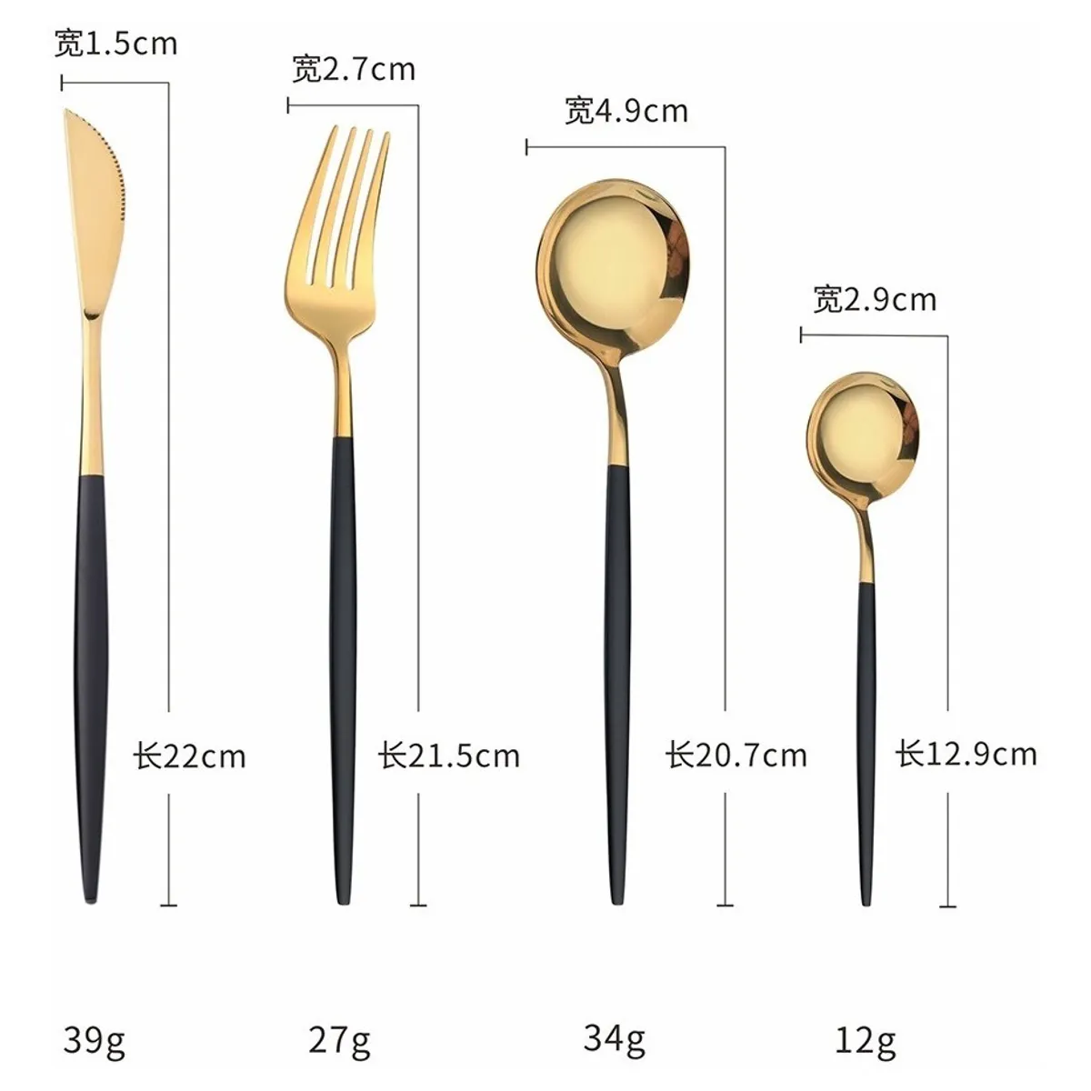 BJ HOGAR - Set Cubiertos 16 Piezas Acero inoxidable - Dorado y Blanco