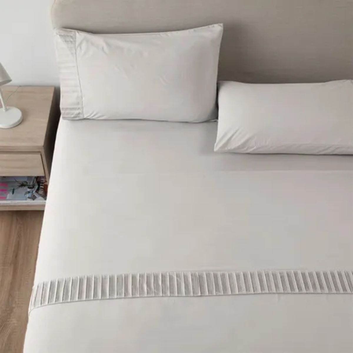 GENERICO - Sabanas casatua hotel funda almohada 2 plazas color gris claro
