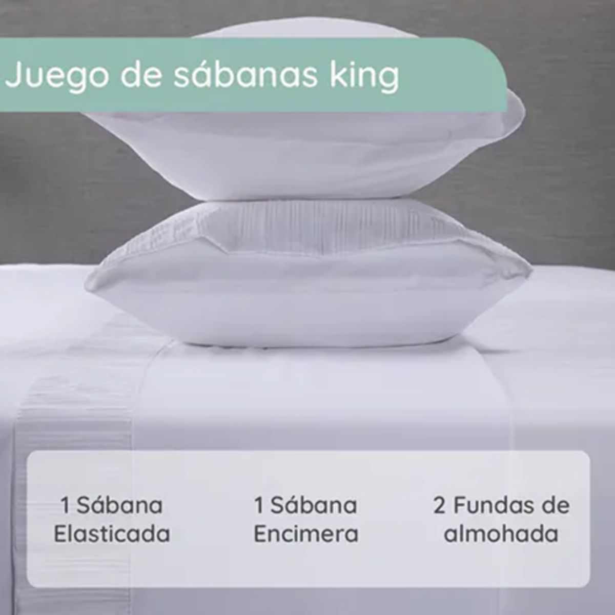 GENERICO - Sabanas casatua hotel funda almohada king color blanco