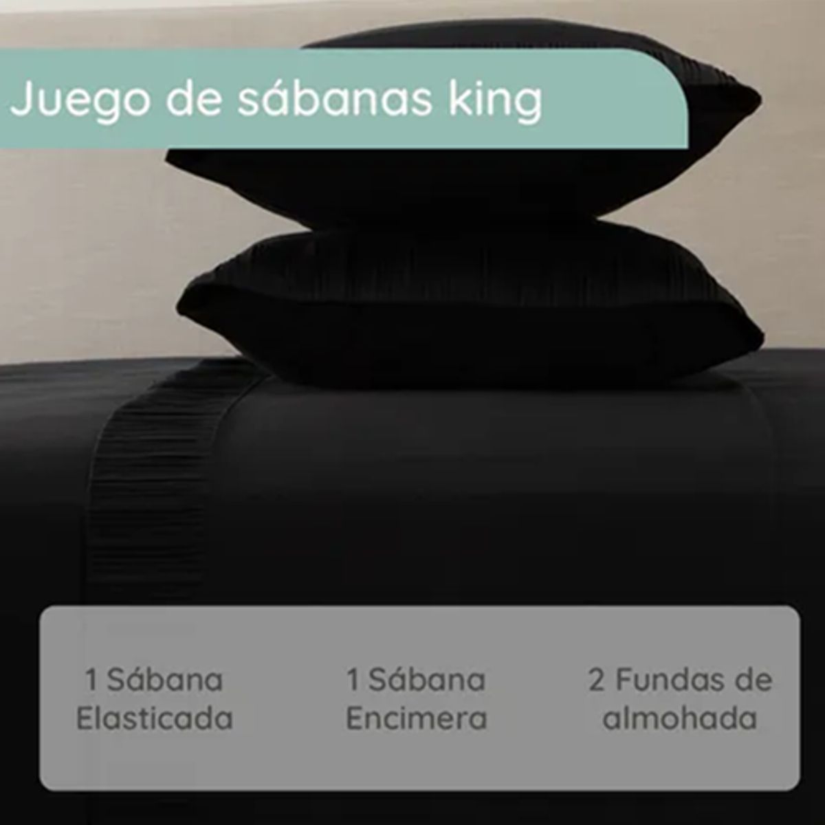 GENERICO - Sabanas casatua hotel funda almohada king color negro
