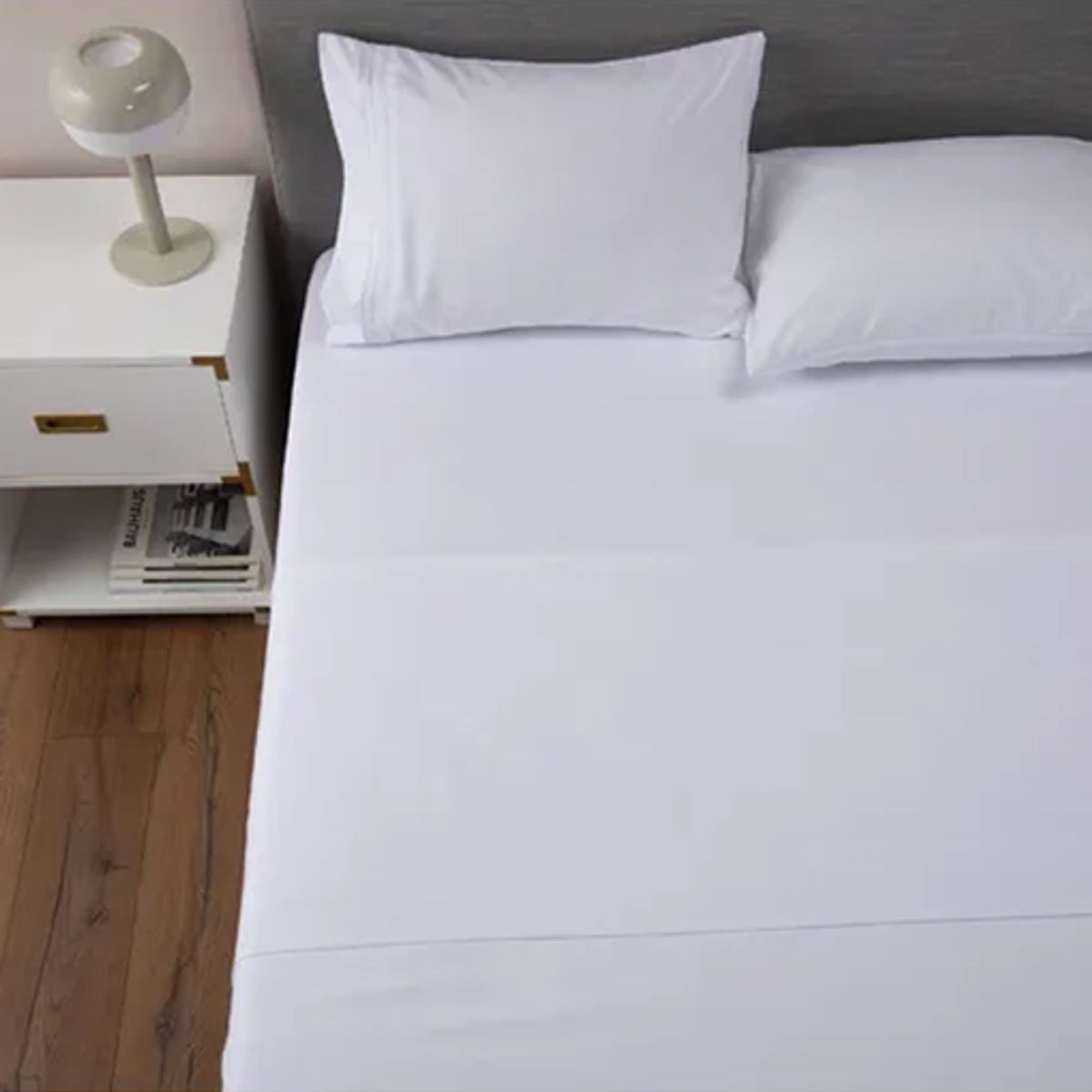 GENERICO - Sabana 1800 hotel ultra suave funda bordada 2 plazas color blanco