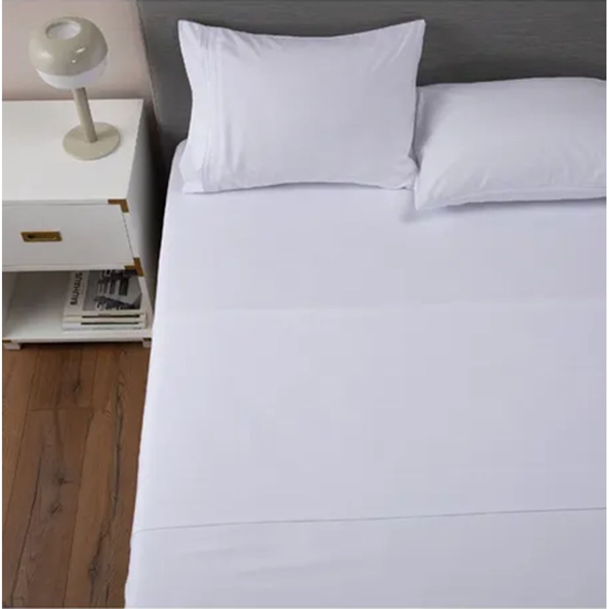 GENERICO - Sabana 1800 hotel ultra suave funda bordada 2 plazas color blanco
