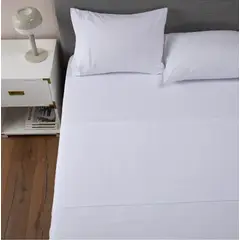 GENERICO - Sabana 1800 hotel ultra suave funda bordada 2 plazas color blanco