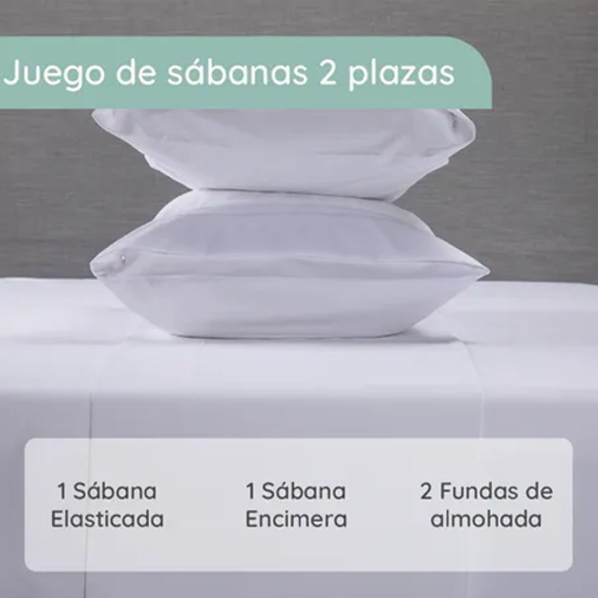 GENERICO - Sabana 1800 hotel ultra suave funda bordada 2 plazas color blanco