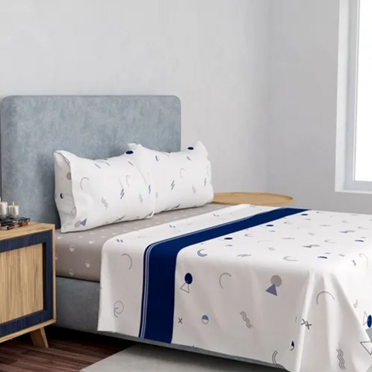 GENERICO - Set sabanas premium compose 15 plaza doral color pop taupe