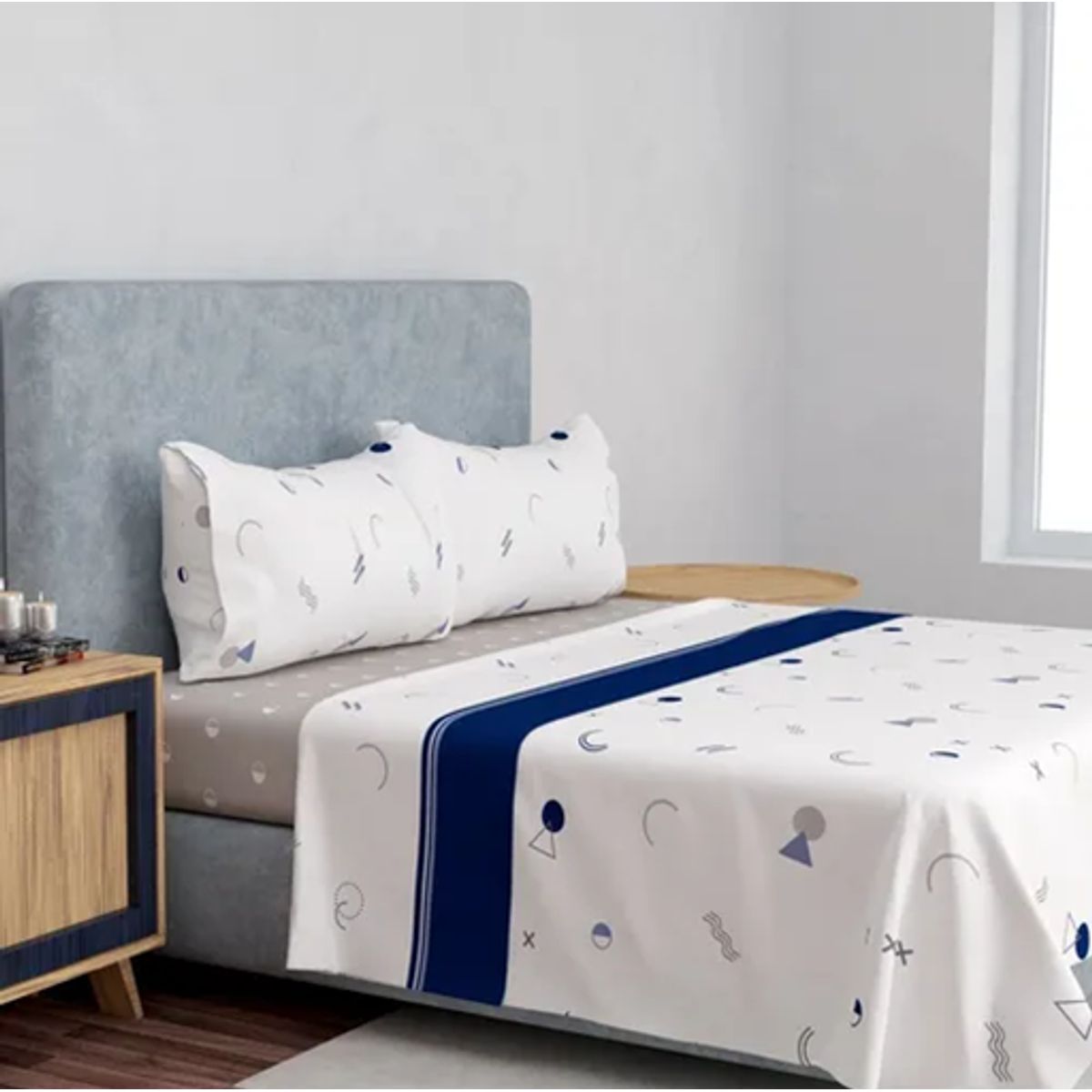 GENERICO - Set sabanas premium compose 15 plaza doral color pop taupe