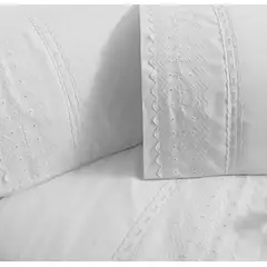 GENERICO - Kit sabanas y funda broderie classic 144 hilos color blanco