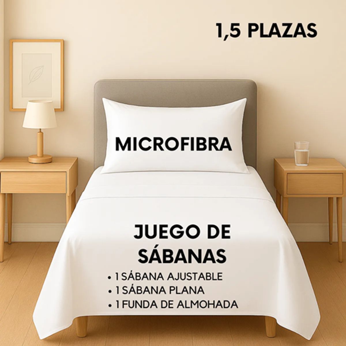 GENERICO - Sabanas hotel irish home microfibra 15 plaza color blanco