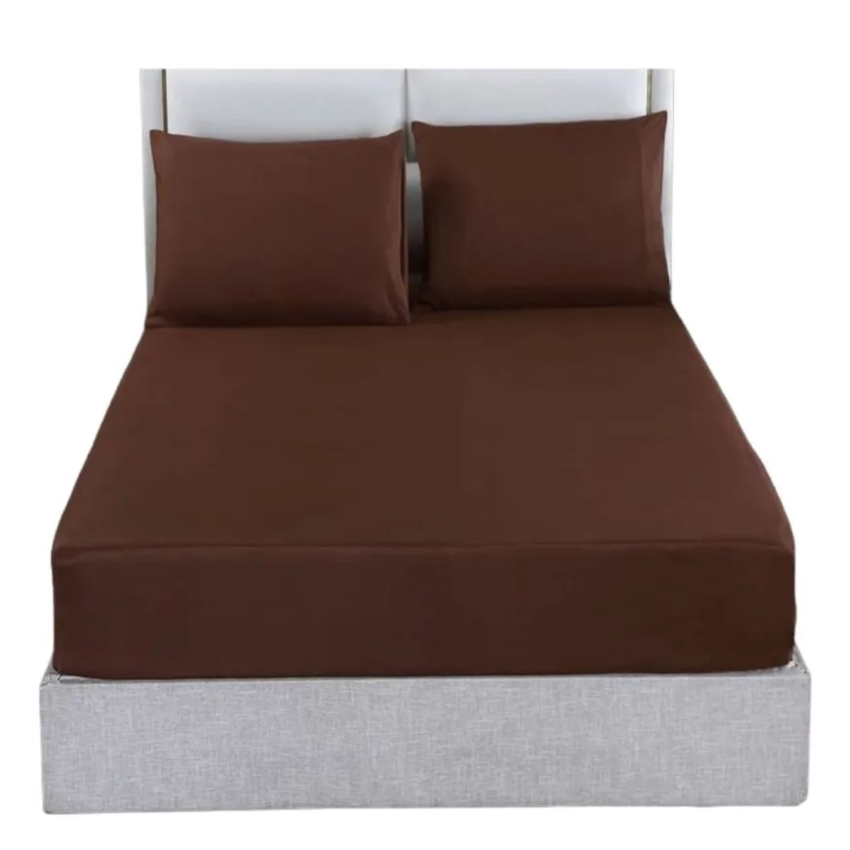 GENERICO - Juego sabanas unicolor 15 plaza color marron