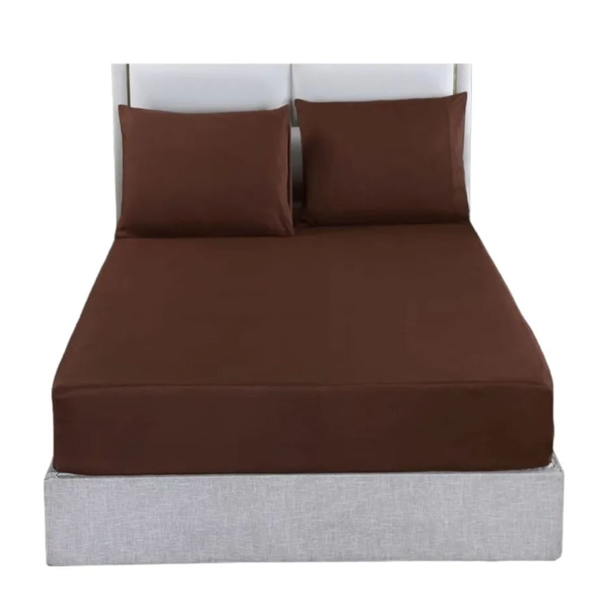 GENERICO - Juego sabanas unicolor 15 plaza color marron