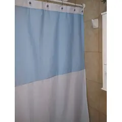 GENTILE - Cortina de baño Medida Especial color Celeste líneas celeste 200x200 Cms