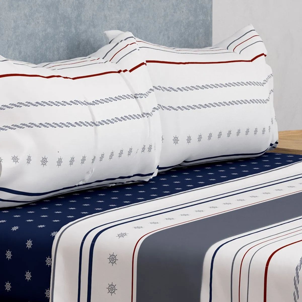 GENERICO - Set sabanas estampadas 144 hilos compose 15 plaza doral navy