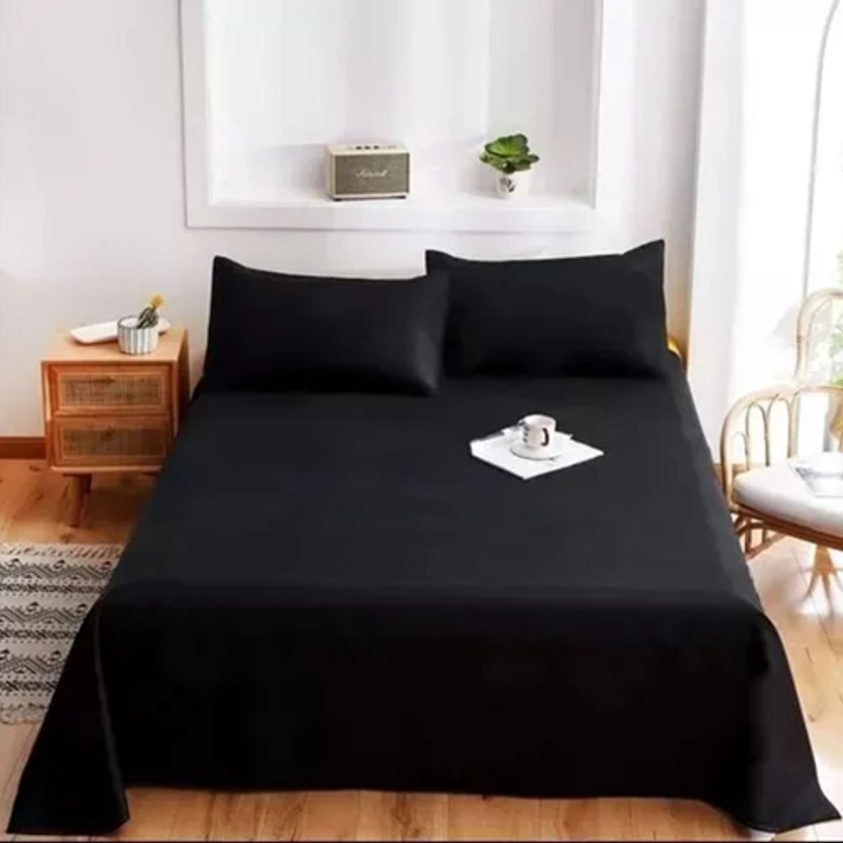 GENERICO - Juego sabana 144 hilos 2 plazas 4 piezas