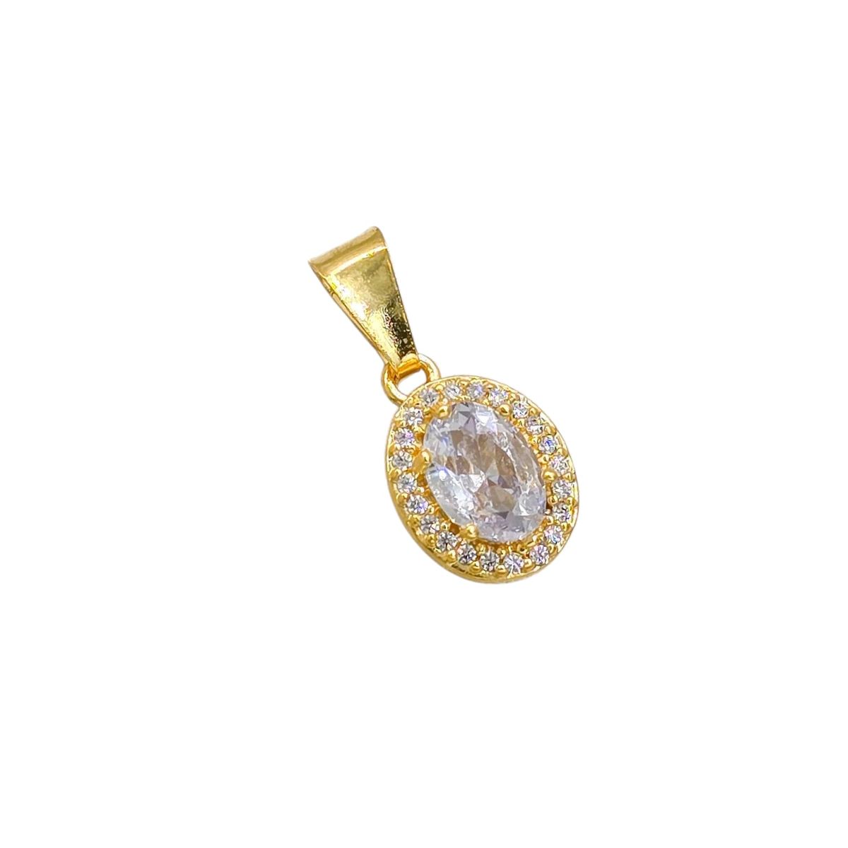 GENERICO - Dije Ovalado con circonias Oro Laminado 18k