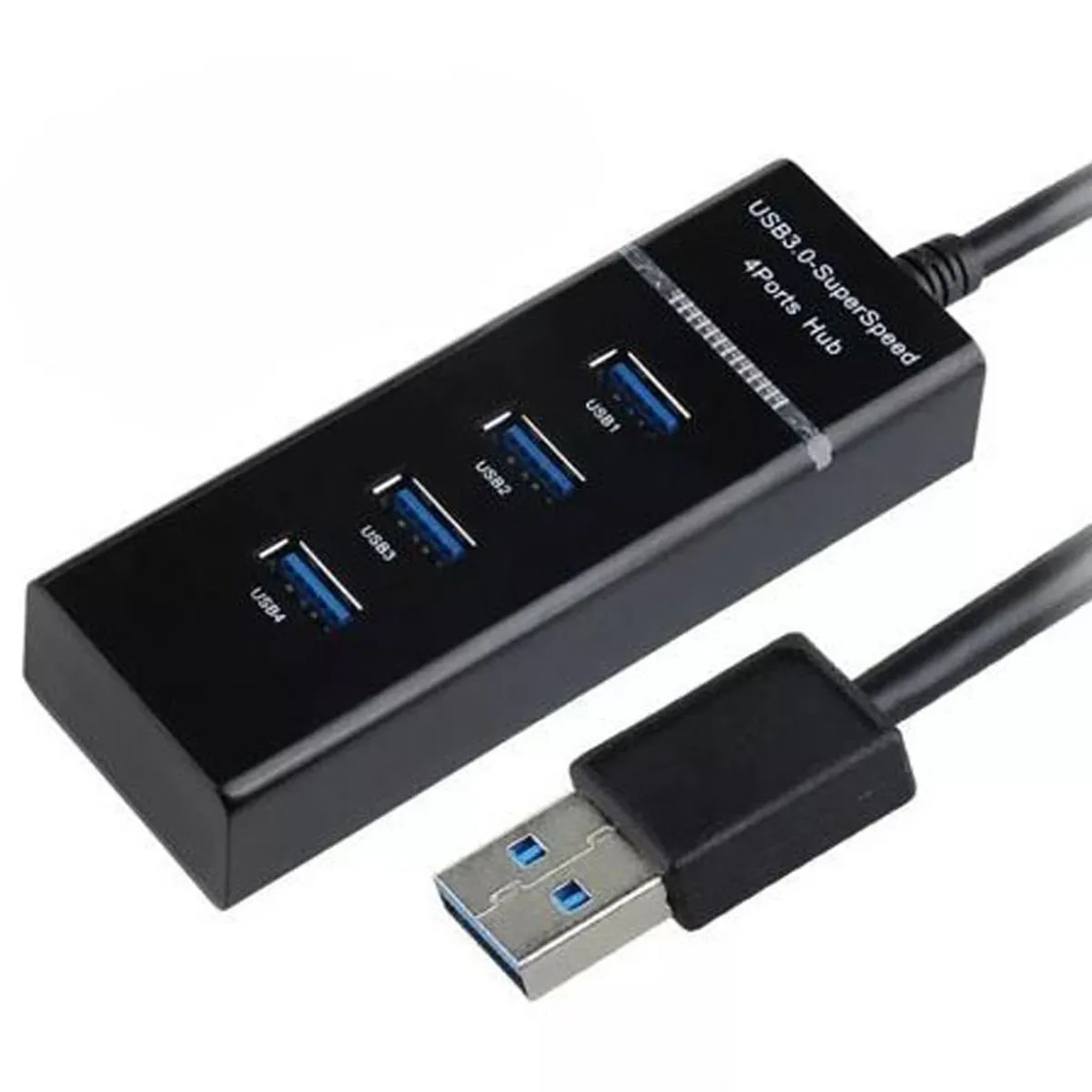 GENERICO - HUB USB 4 PUERTOS 3.0 , NEGRO. 30 CMS
