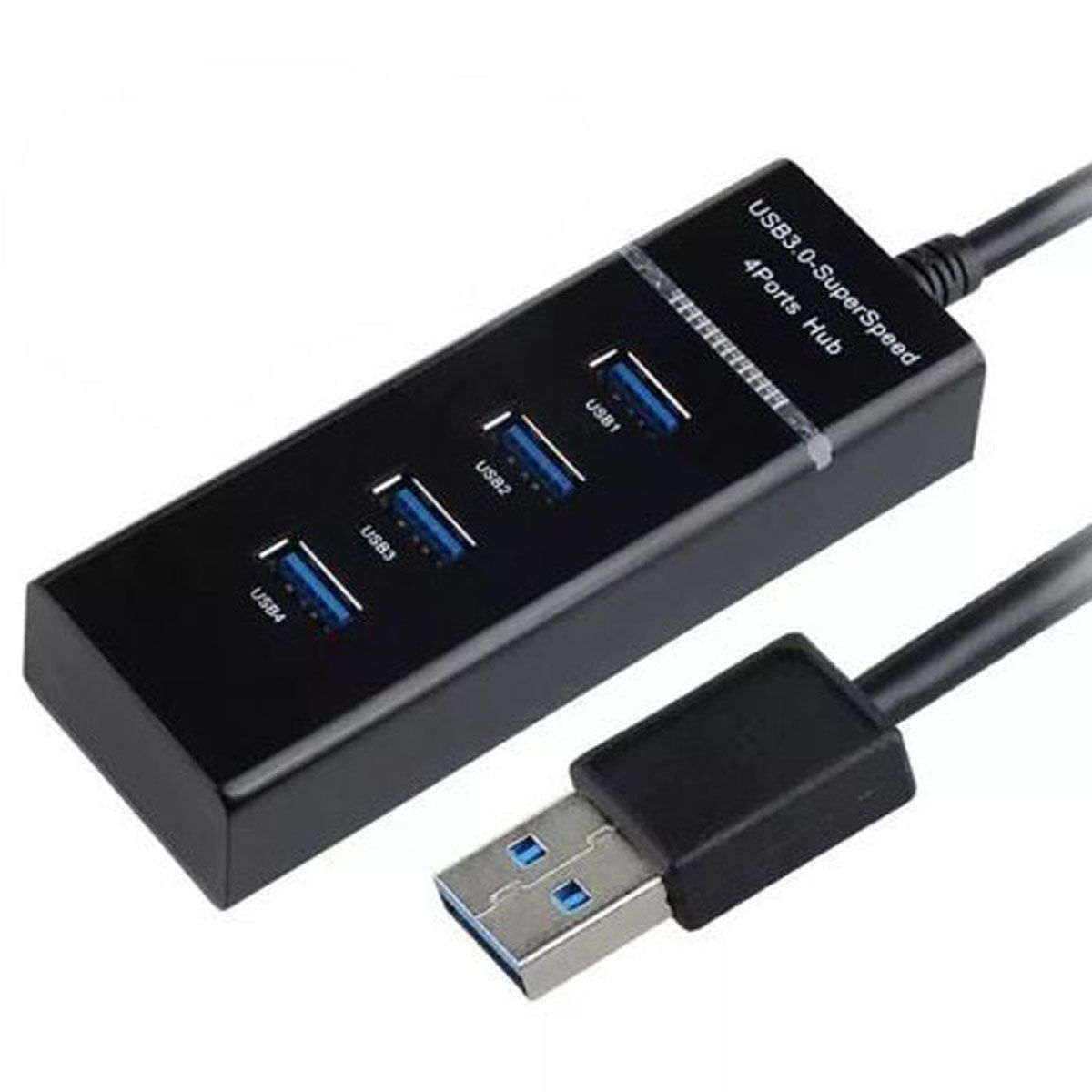 GENERICO - HUB USB 4 PUERTOS 3.0 , NEGRO. 30 CMS