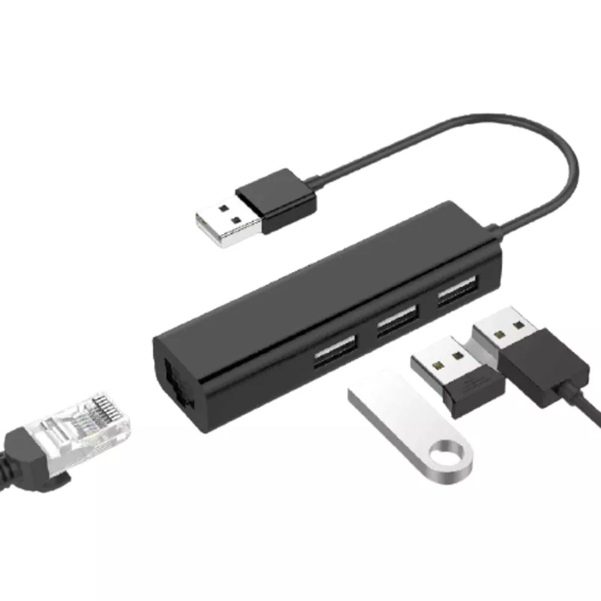 UTEK - ADAPTADOR USB 2.0 A RJ45 (LAN) CON 3 PUERTOS USB HUB