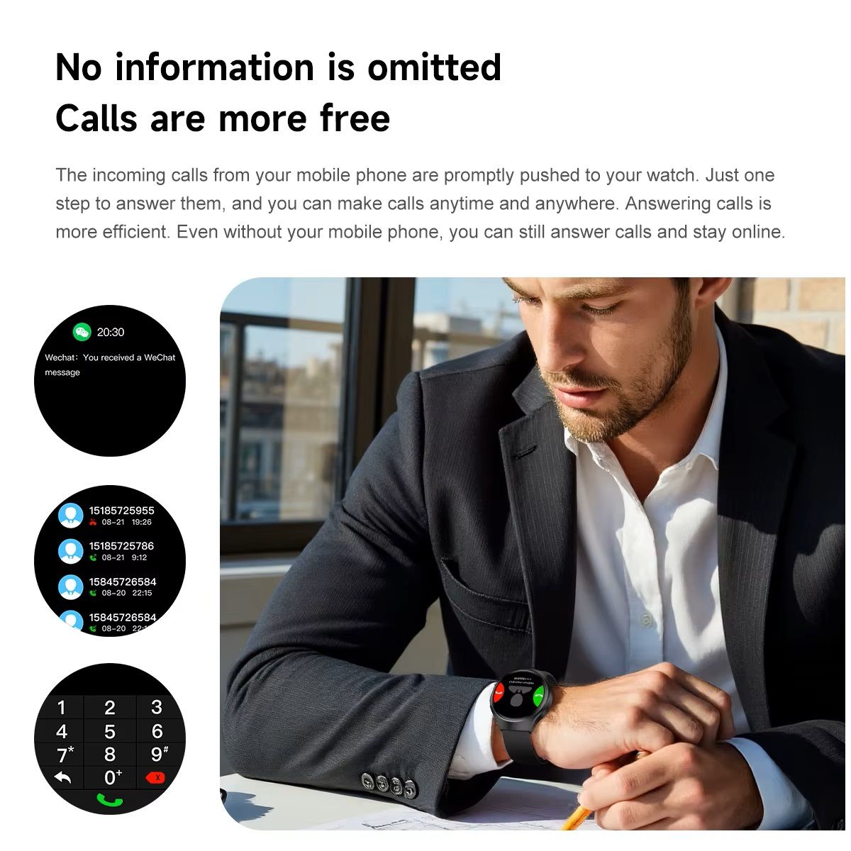 STARTECHOFFICE - Smartwatch Reloj Inteligente Llamadas Bluetooth Monitoreo de Salud Deporte Compatible IOS Android