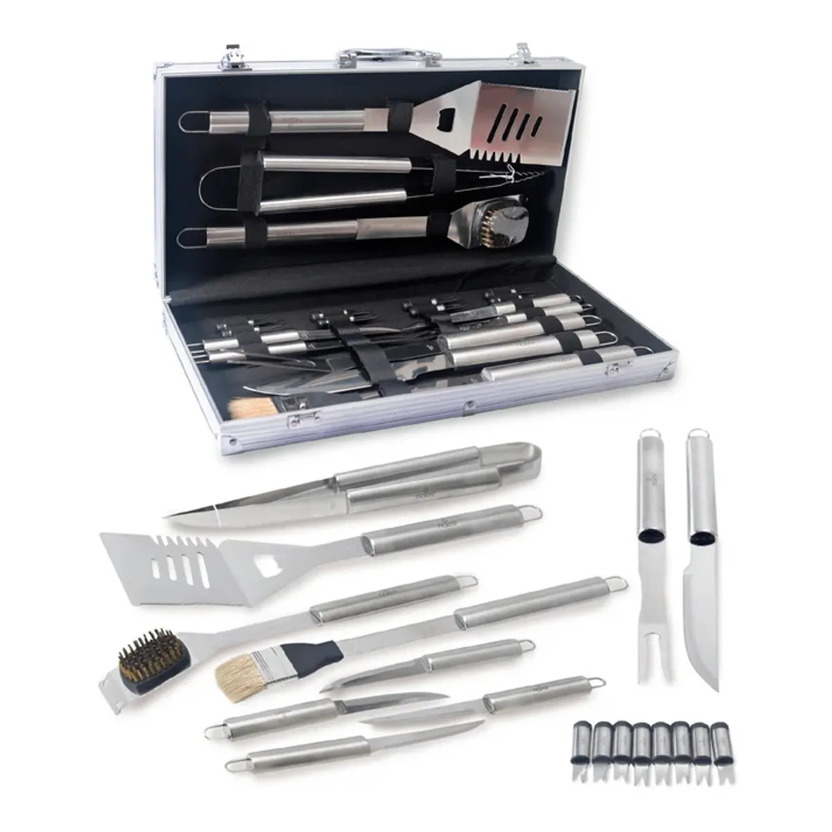 MOVI - Kit de asado dieciochero con 18 accesorios parrilla acero inoxidable