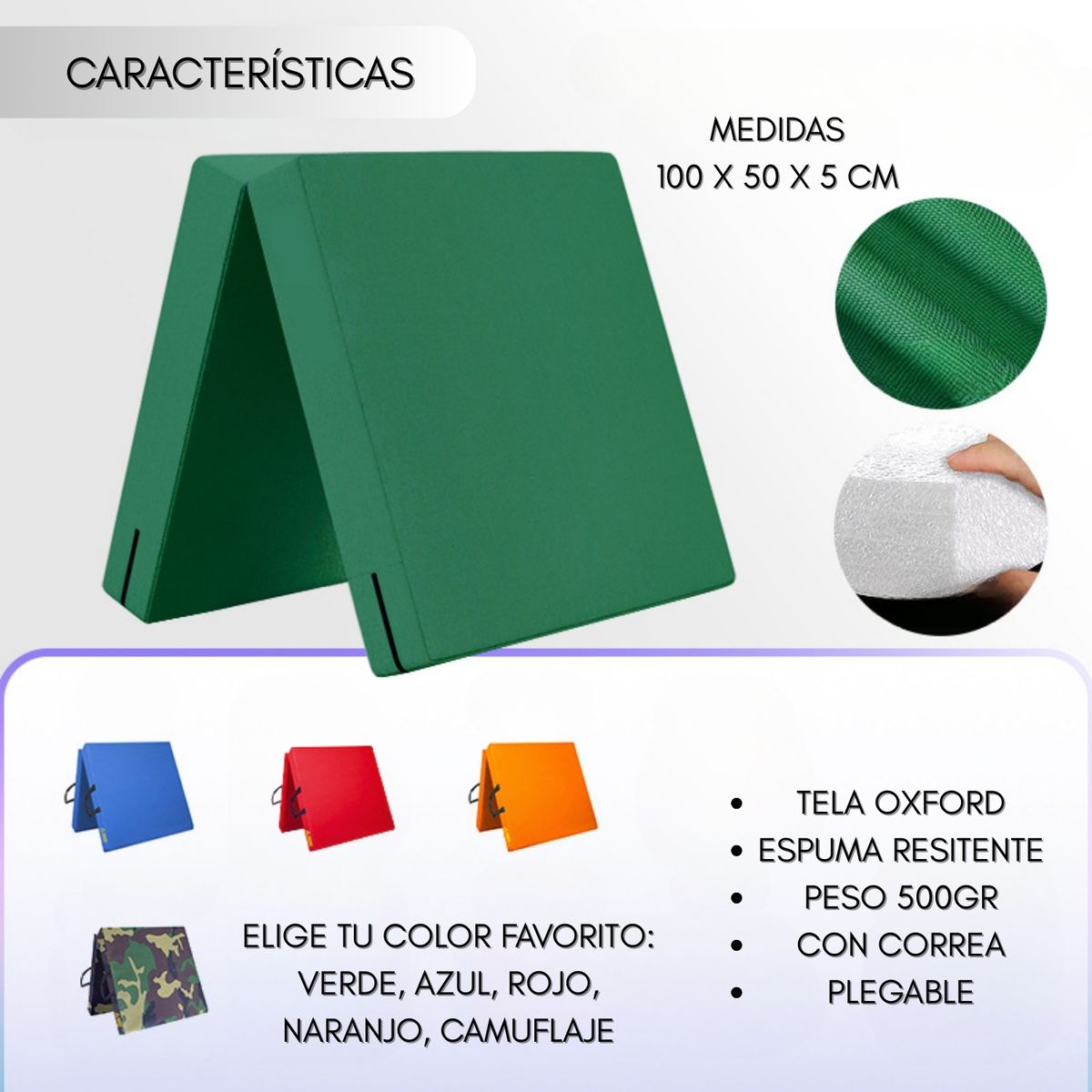 GENERICO - Colchoneta Deportiva Lona Oxford 100x50x5cm Pilates  Yoga