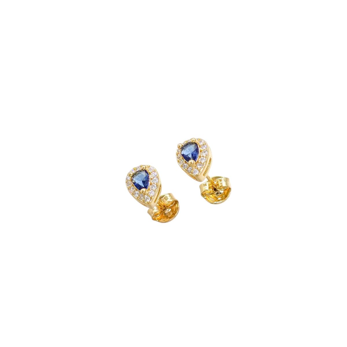 GENERICO - Arete Gota con Bordes de Circonias Oro Laminado 18k