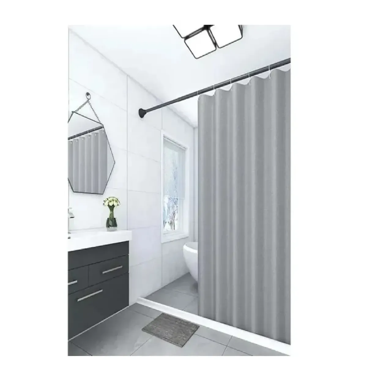CARIBEE - Cortina Baño Ducha Poliéster 180x180 Gris