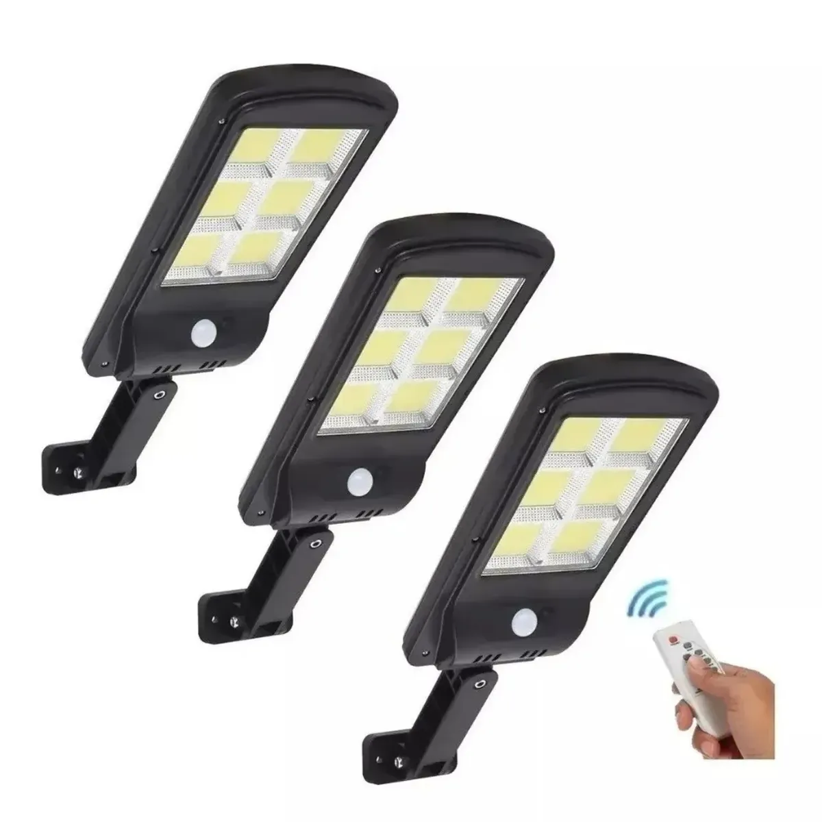 CARIBEE - Pack 3 Focos Led Solar Luminaria Panel Sensor