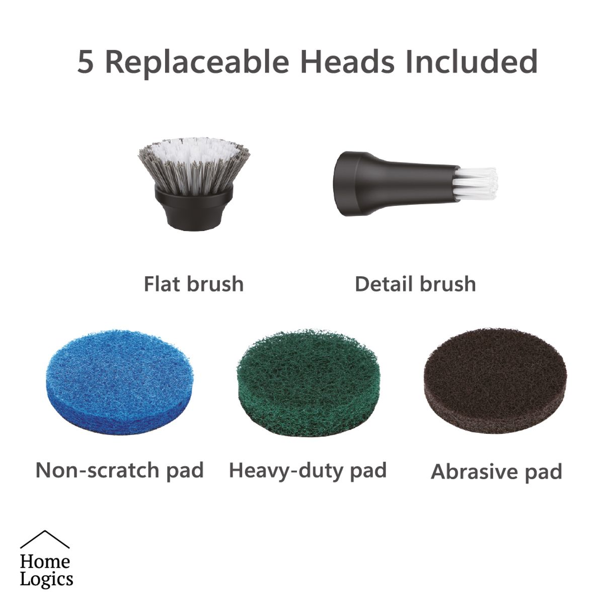 HOME LOGICS - Cepillo Eléctrico Limpieza Multisuperficie USB Home Logics