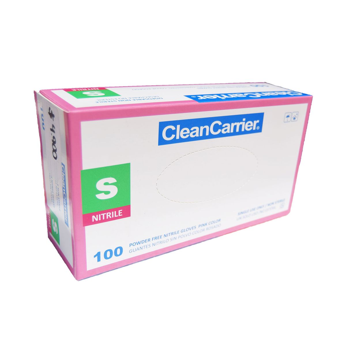 CLEANCARRIER - Guantes de Nitrilo rosado Talla S 100 unidades