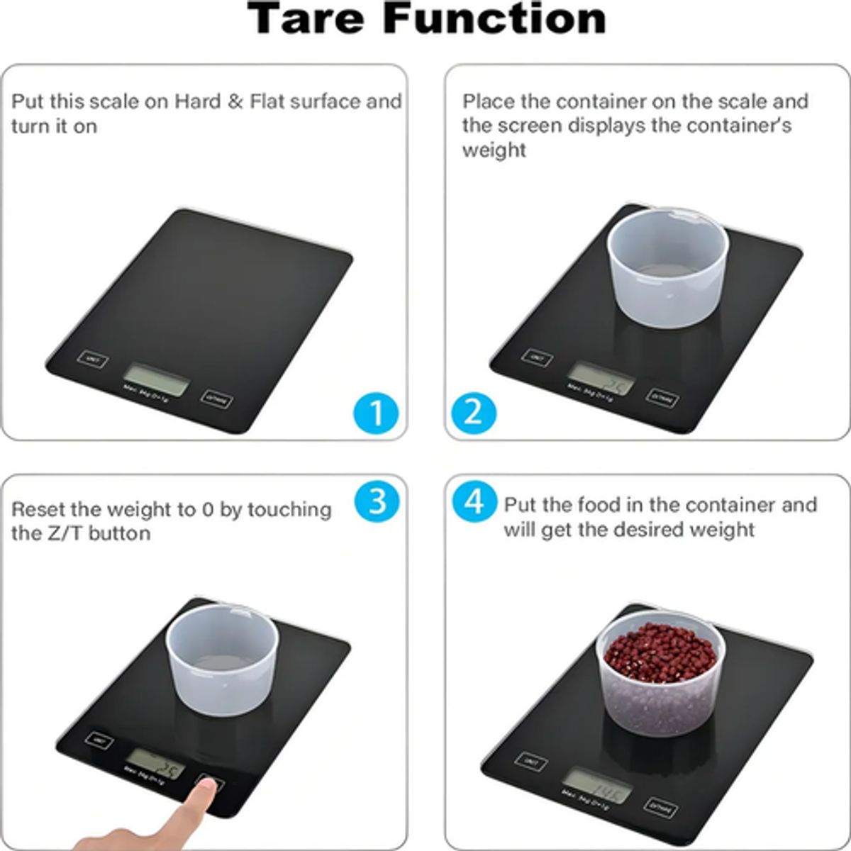 GENERICO - Gramera digital cocina 5kg precisión 001g color negro