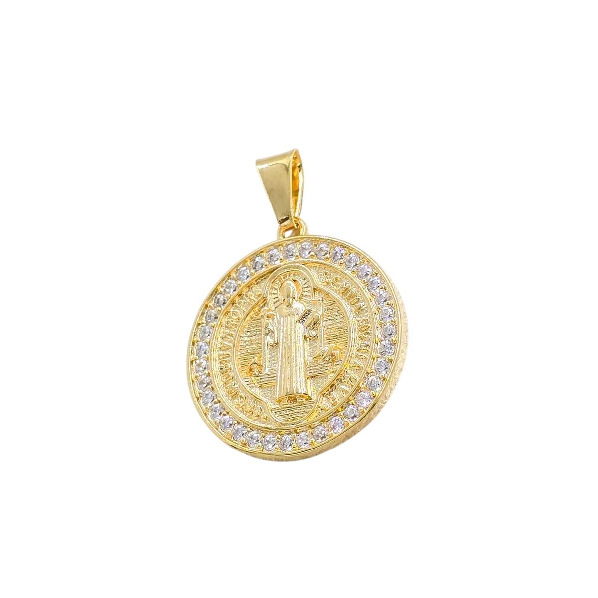 GENERICO - Colgante San Benito con Circonias Oro Laminado 18k