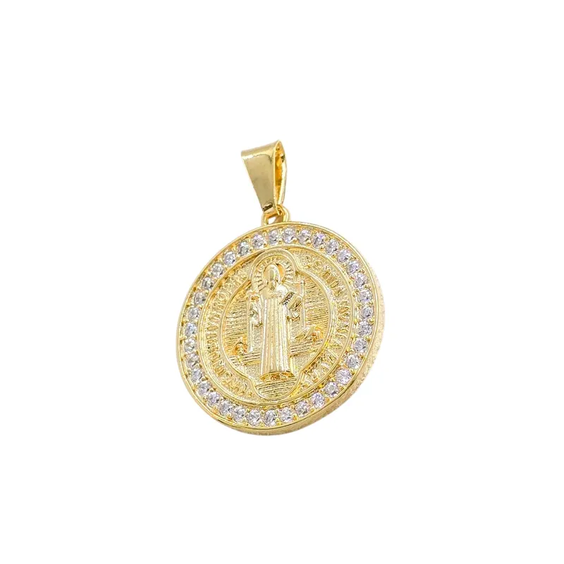 GENERICO - Colgante San Benito con Circonias Oro Laminado 18k