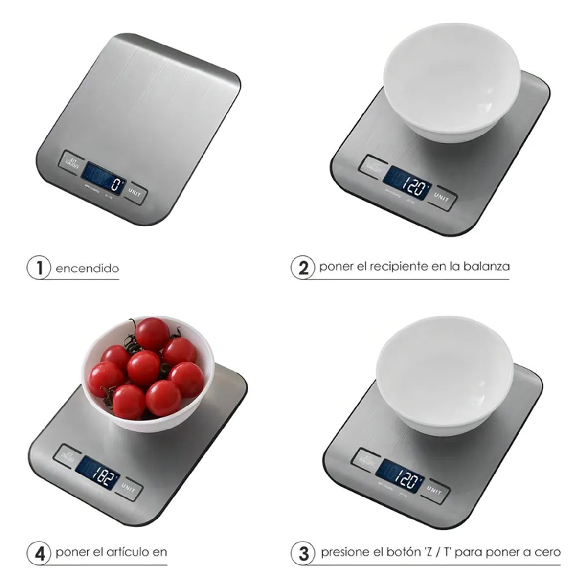 GENERICO - Balanza digital cocina acero inoxidable + bowl color plata