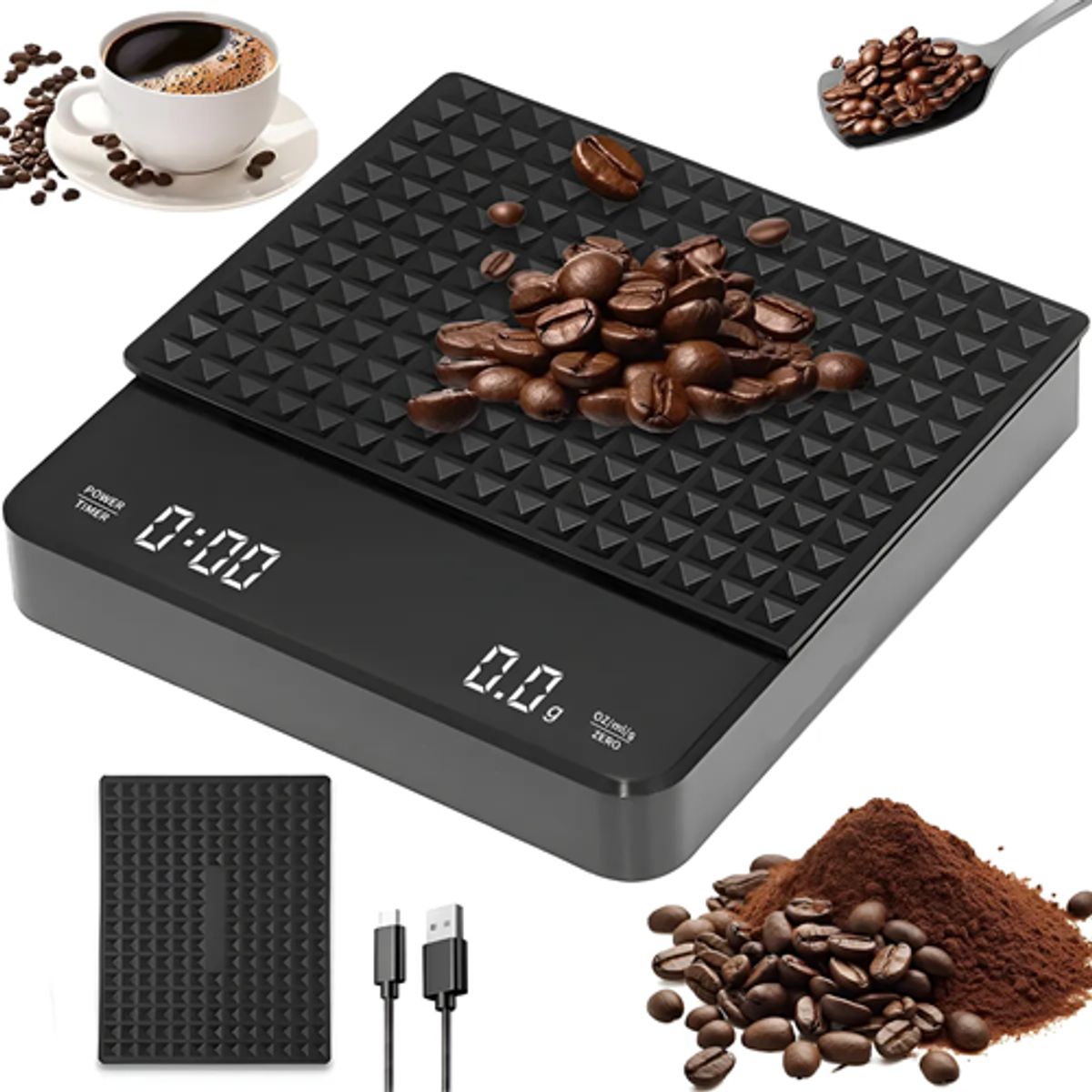 GENERICO - Báscula digital café 3000g con temporizador