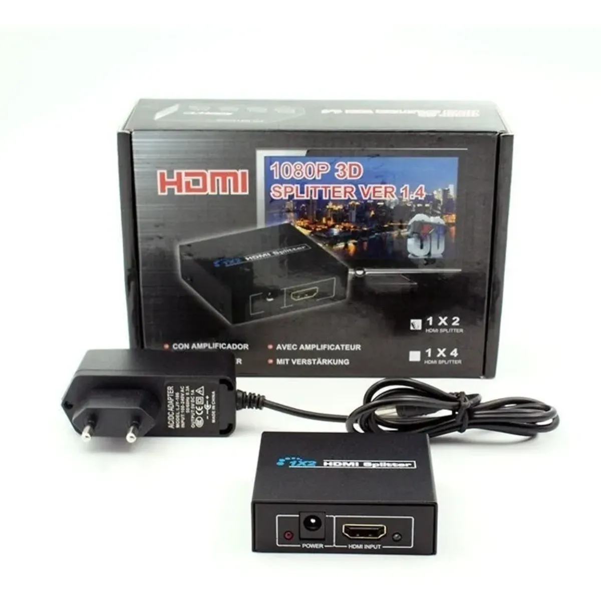 GENERICO - Splitter Switch Hdmi 1.4 1080p Activo Amplificador 2 Salidas