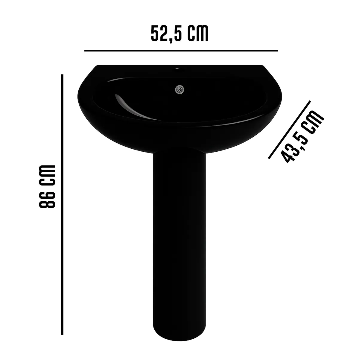 JOYTEK - Lavamanos de Pedestal Joytek 3004 Color Negro - 86x52,5x43,5 cm