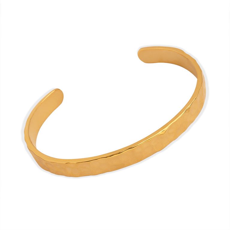 Pulsera Bano Oro Amarillo 18k Esclava Abierta Dis Dorado TALLA UNICA