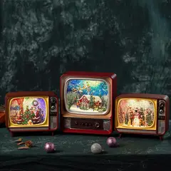 MOVI - CAJA MUSICAL NAVIDEÑA CON LUZ TV RETRO