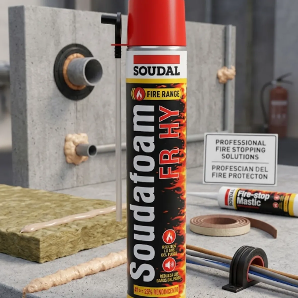 SOUDAL - Espuma Expansiva ignífuga Poliuretano Resistente al Fuego 750 Ml. Soudal