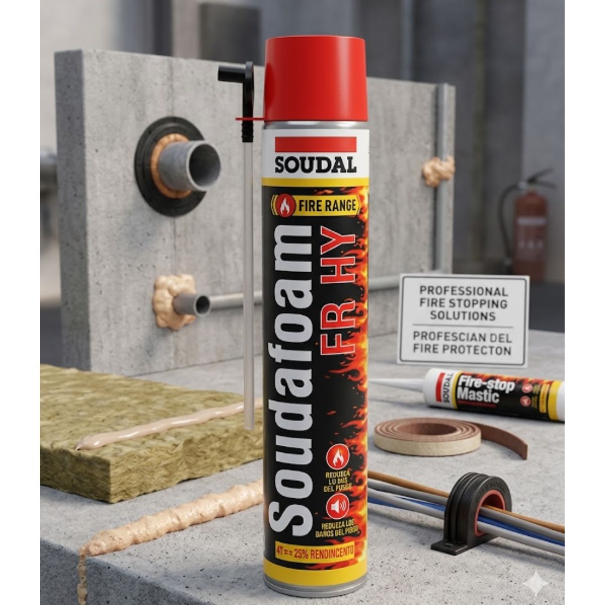 SOUDAL - Espuma Expansiva ignífuga Poliuretano Resistente al Fuego 750 Ml. Soudal