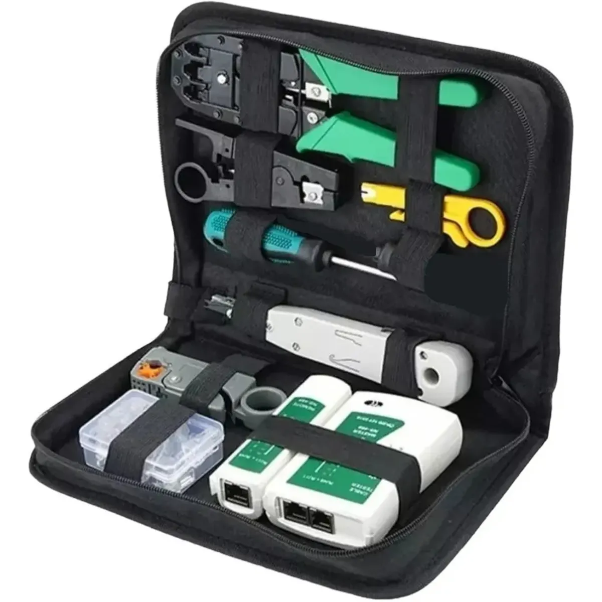 GENERICO - Kit Herramientas Para Redes Rj45-rj11-crimpeadora-bolso-