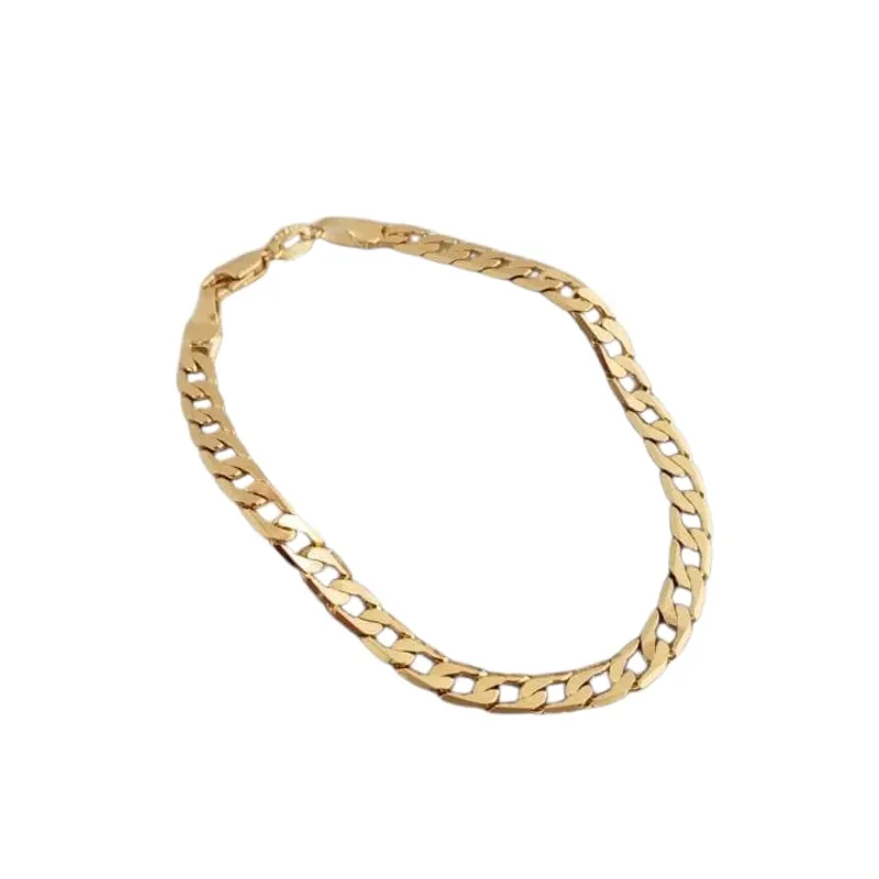 GENERICO - Pulsera cubano plano Oro Laminado 18k