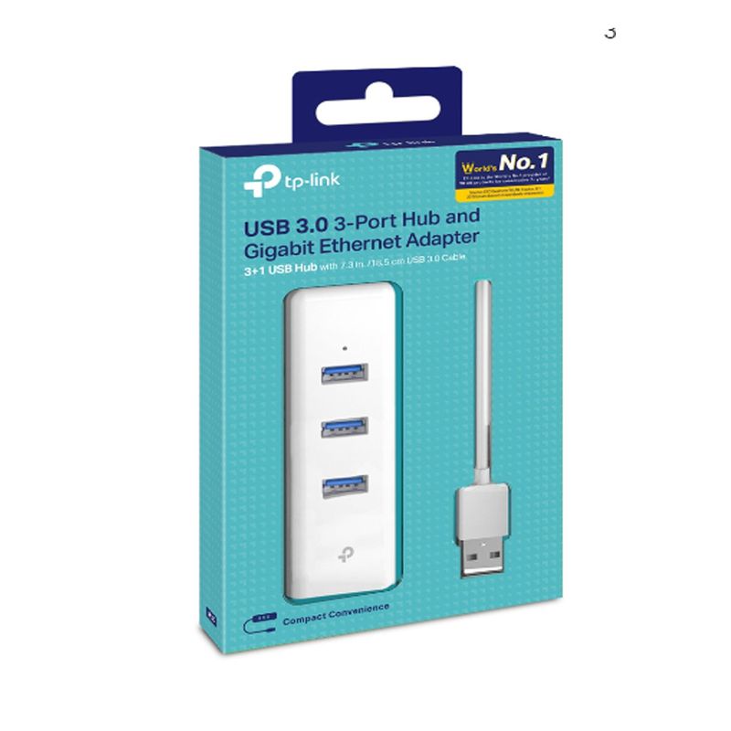 TP LINK - ADAPTADOR USB 3.0 A RJ45 (LAN) CON 3 PUERTOS USB HUB, TP-LINK UE330