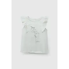 COLLOKY - Polera Blanca Flor de Niña Infantil talla 3/6 M a 24m/36 M