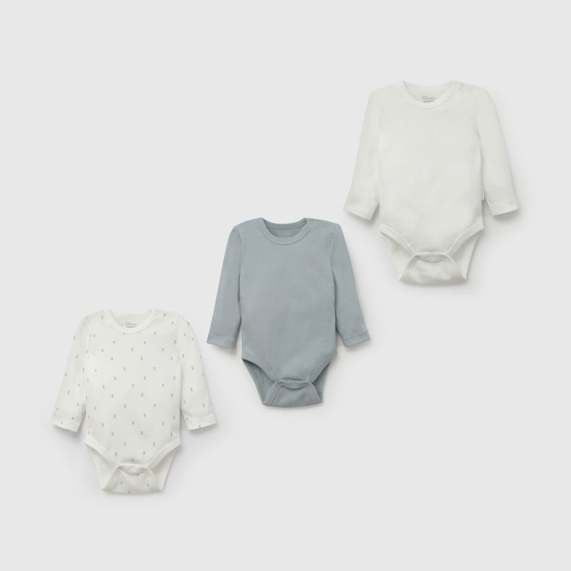 COLLOKY - Pack de Bodies Bebé niño Celeste 57771 Colloky