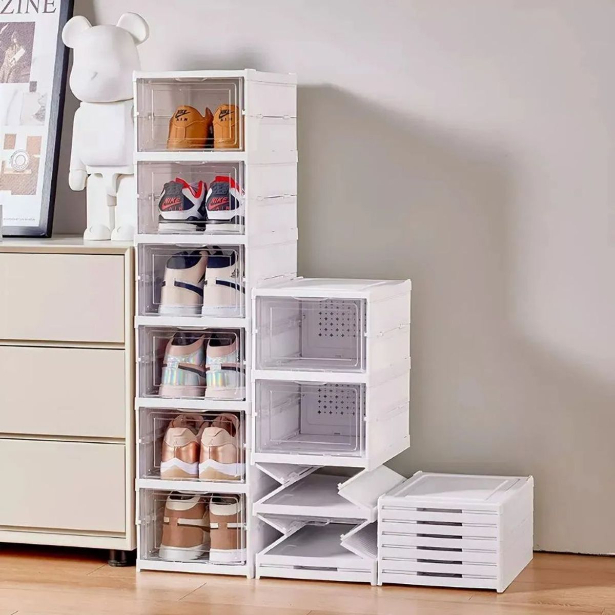 GENERICO - Zapatera Plegable Organizador 6 Niveles Una Pieza Firme Blanco