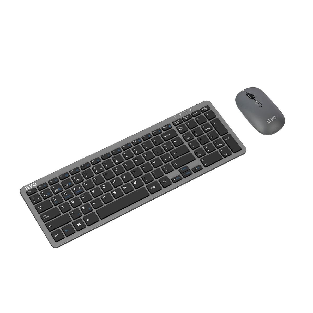 LEVO - Teclado Slim Cygna + Mouse Slim Velar Grafito LEVO